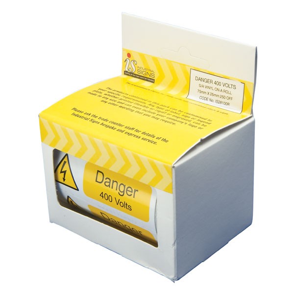 Pack of Danger 400V Labels