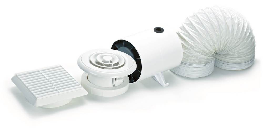 Domus, DVF Axial In-Line Shower 100mm Duct Kit Fan White