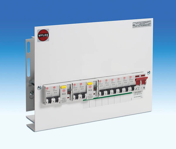 10 Way Dual RCD Skeleton Consumer Unit + 100A Mains Switch