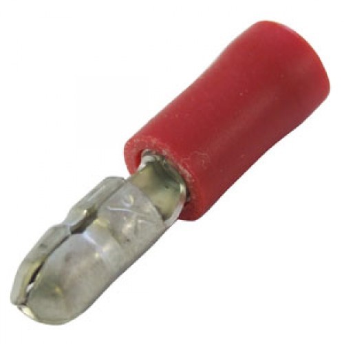 1.5mm Insulated Red 4mm Male Bullet Terminal (Pack of 100)