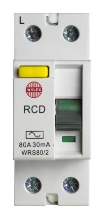 2P 80A, RCD Switch, Trip Sensitivity 30mA, DIN Rail Mount